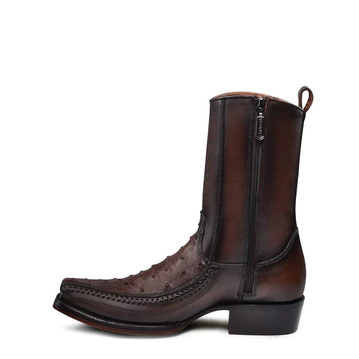 Flame Chocolate Ostrich Cowboy Boot CU803