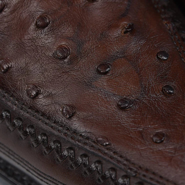 Flame Chocolate Ostrich Cowboy Boot CU803