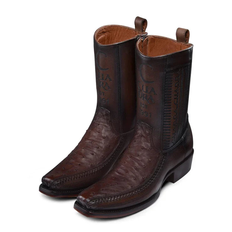 Flame Chocolate Ostrich Cowboy Boot CU803