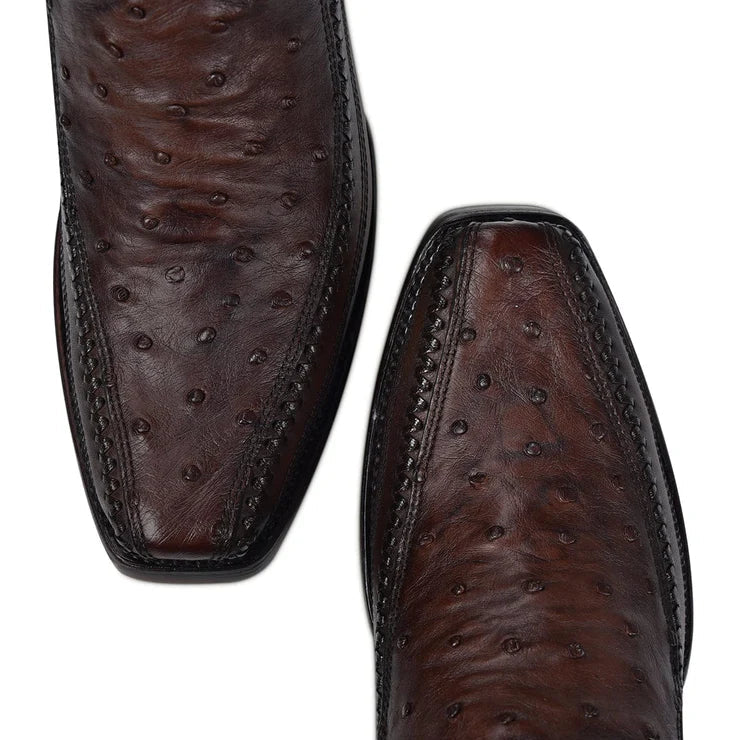 Flame Chocolate Ostrich Cowboy Boot CU803