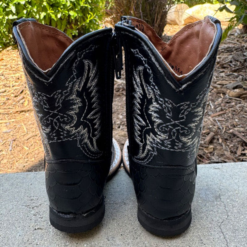 Infant Python Print Black Western Boot TMI200770