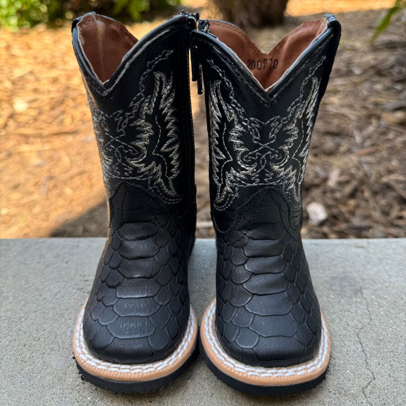 Infant Python Print Black Western Boot TMI200770