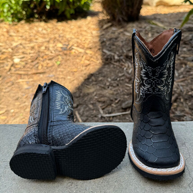 Infant Python Print Black Western Boot TMI200770