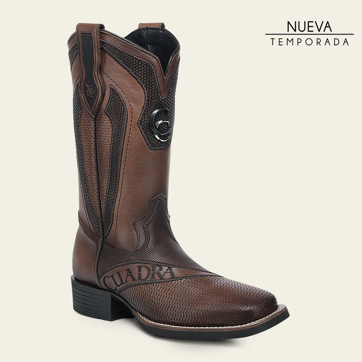 Honey Embroidery & Laser Square Toe Boot CU986