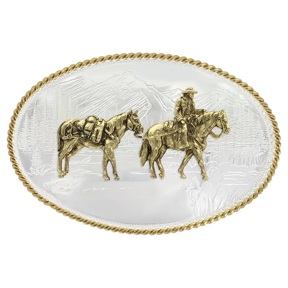Etched Mountains Western Belt Buckle 6250-35