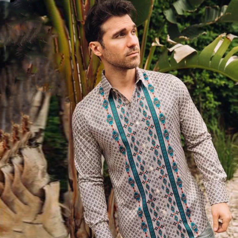 Aztec Foiled Beige Shirt AFL9522