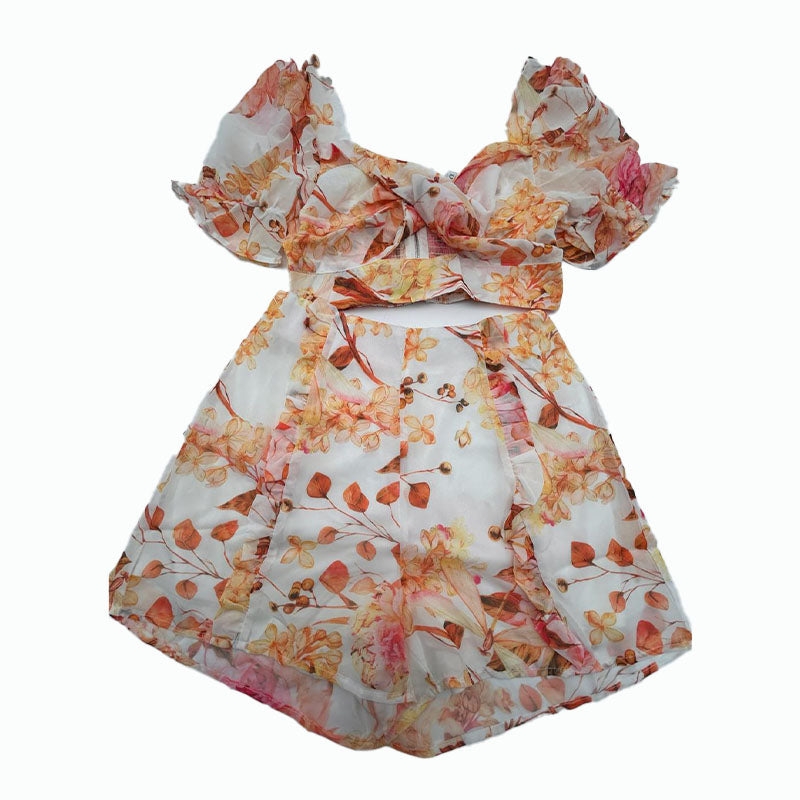 Orange Sweet Floral Matching Set Chicways CS13471