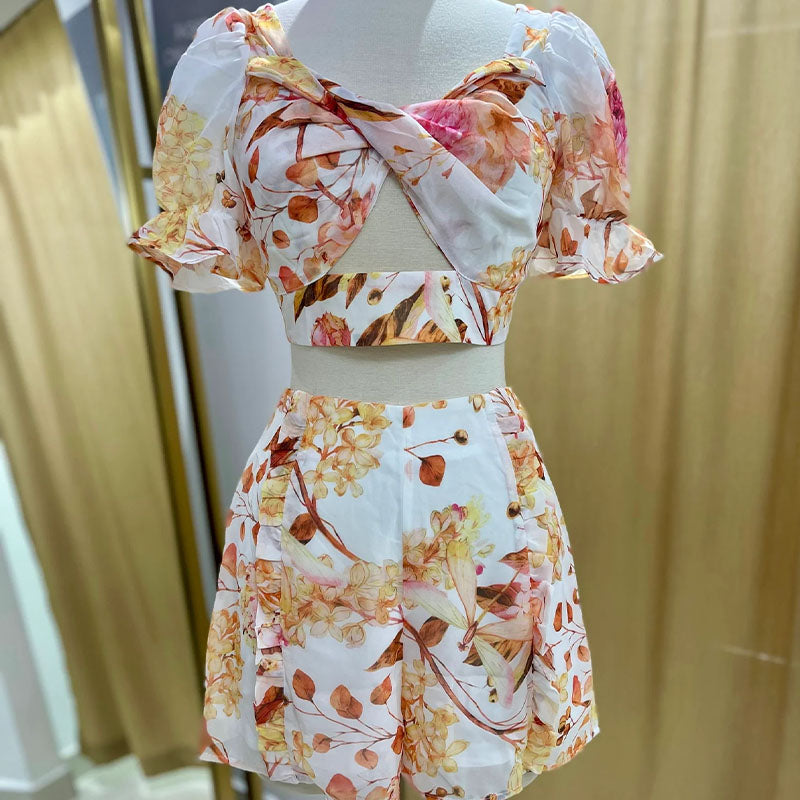 Orange Sweet Floral Matching Set Chicways CS13471