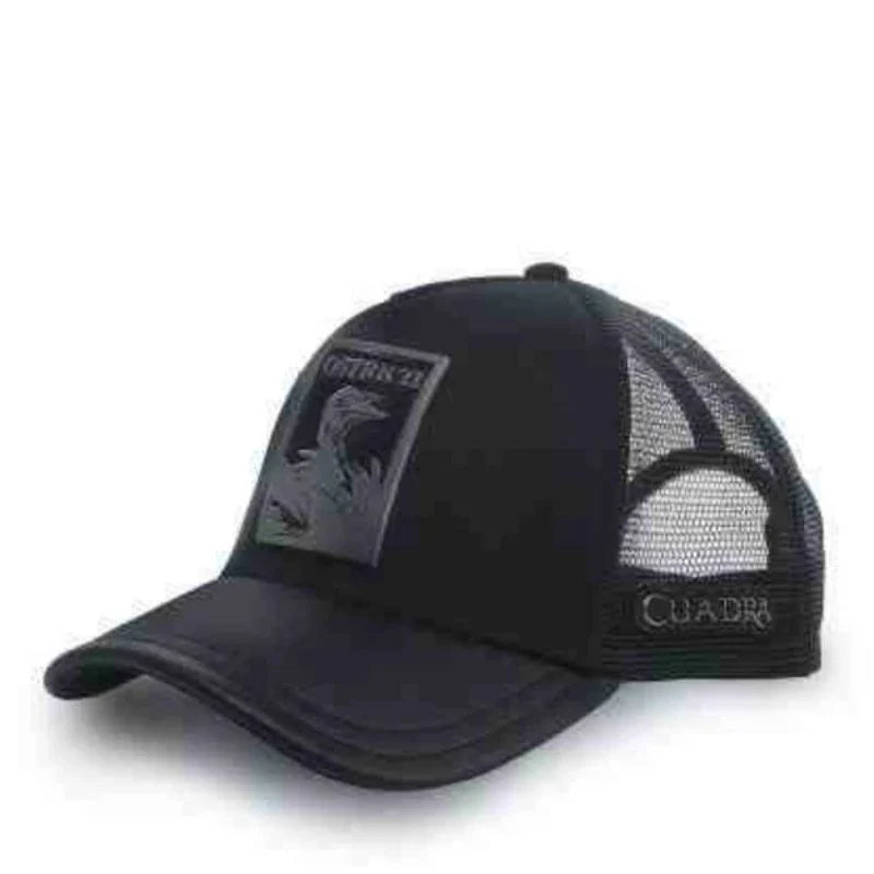 Black Ostrich Patch Cap CC116