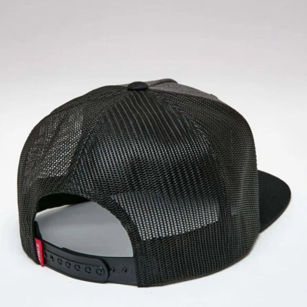 Rear view featuring the black mesh back and adjustable snapback closure.