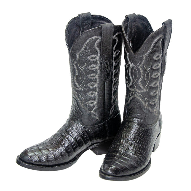 Black Caiman Print Cowboy Boots