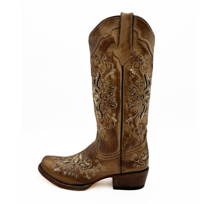 Sand Brown Butterfly Cowboy Boot TML205060