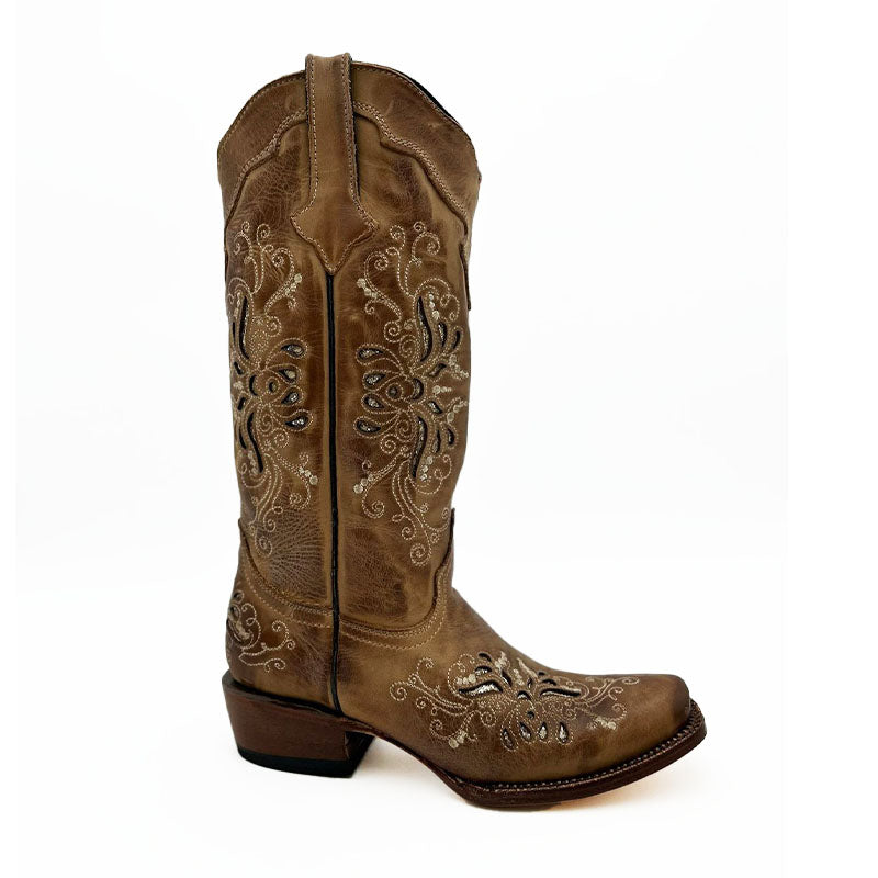 Sand Brown Butterfly Cowboy Boot TML205060