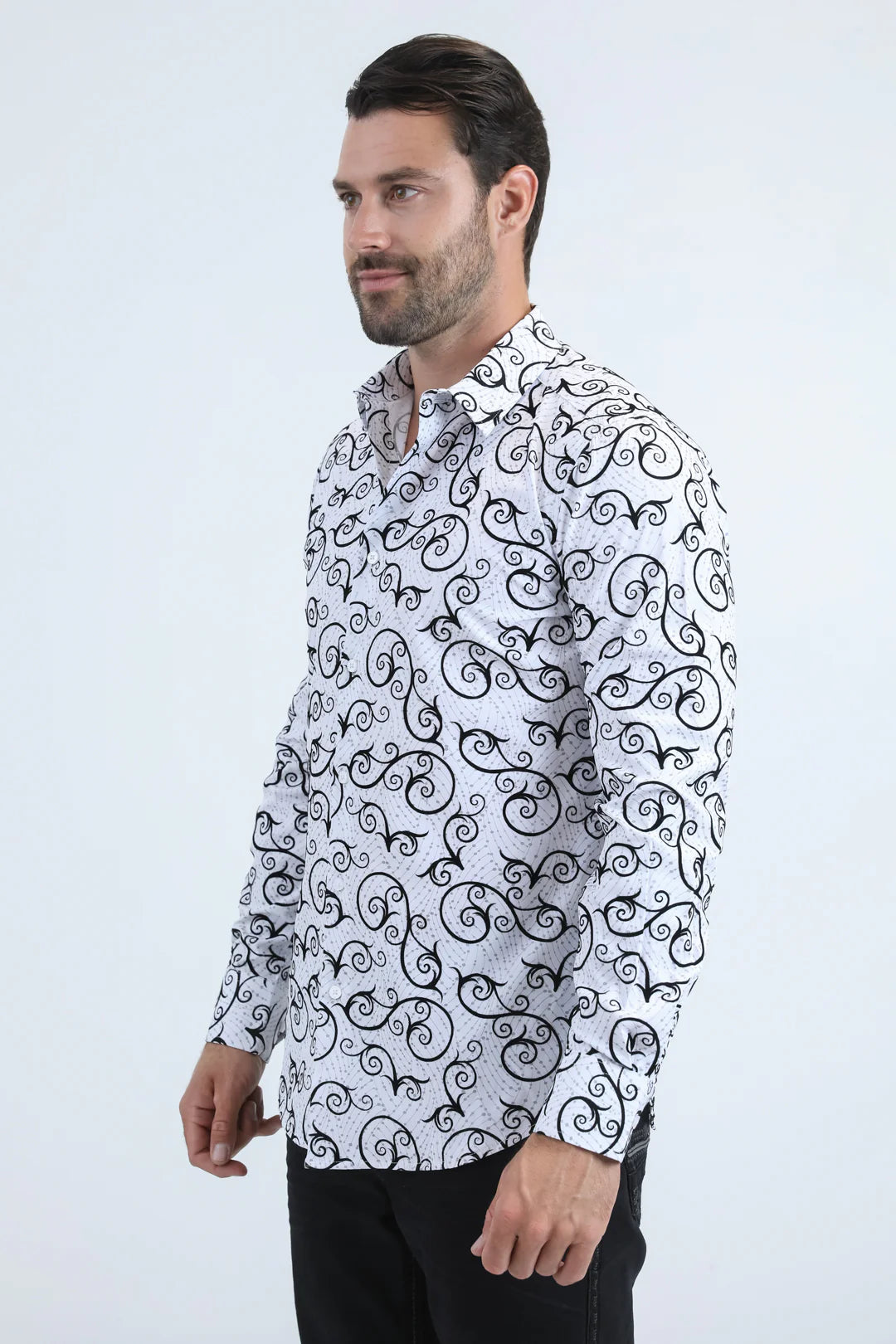 MFL11178 FLOCKED MODERN FIT SPANDEX SHIRT