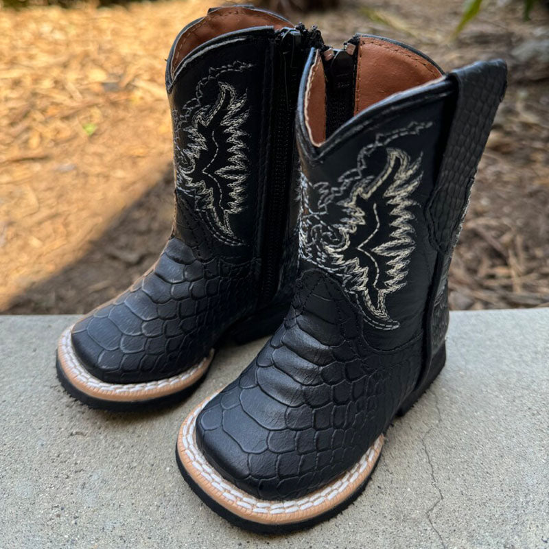 Infant Python Print Black Western Boot TMI200770