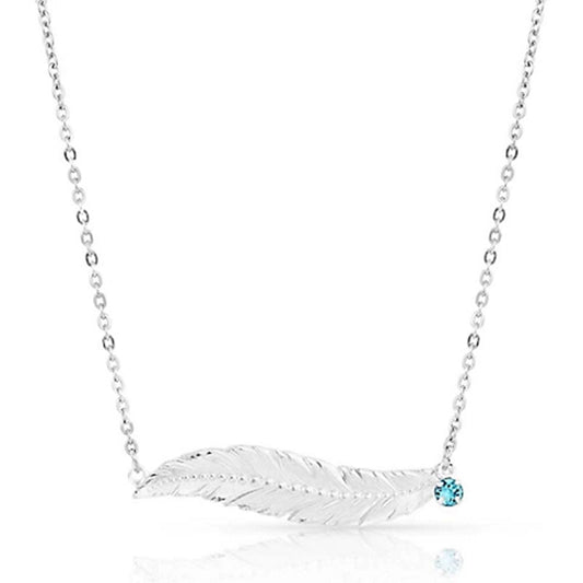 Silver Horizontal Feather Necklace AMNC5460