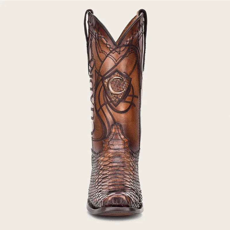 Over Brown Python Laser Cowboy Boot CU401