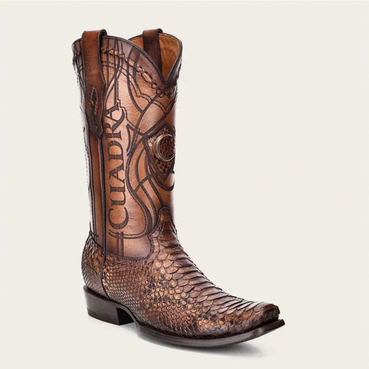 Over Brown Python Laser Cowboy Boot CU401