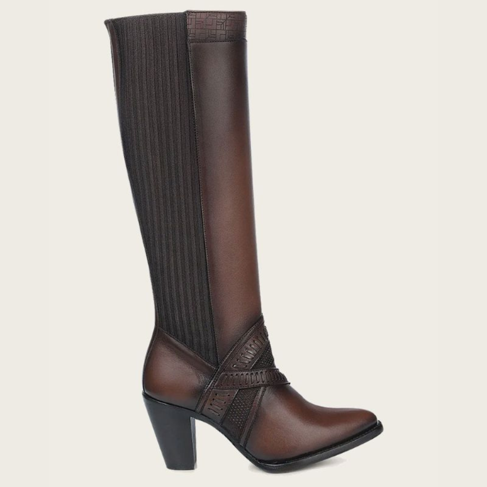 Full side profile highlighting the sleek silhouette and cross-strap details.