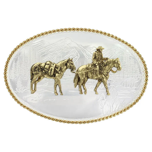 Etched Mountains Western Belt Buckle 6250-35