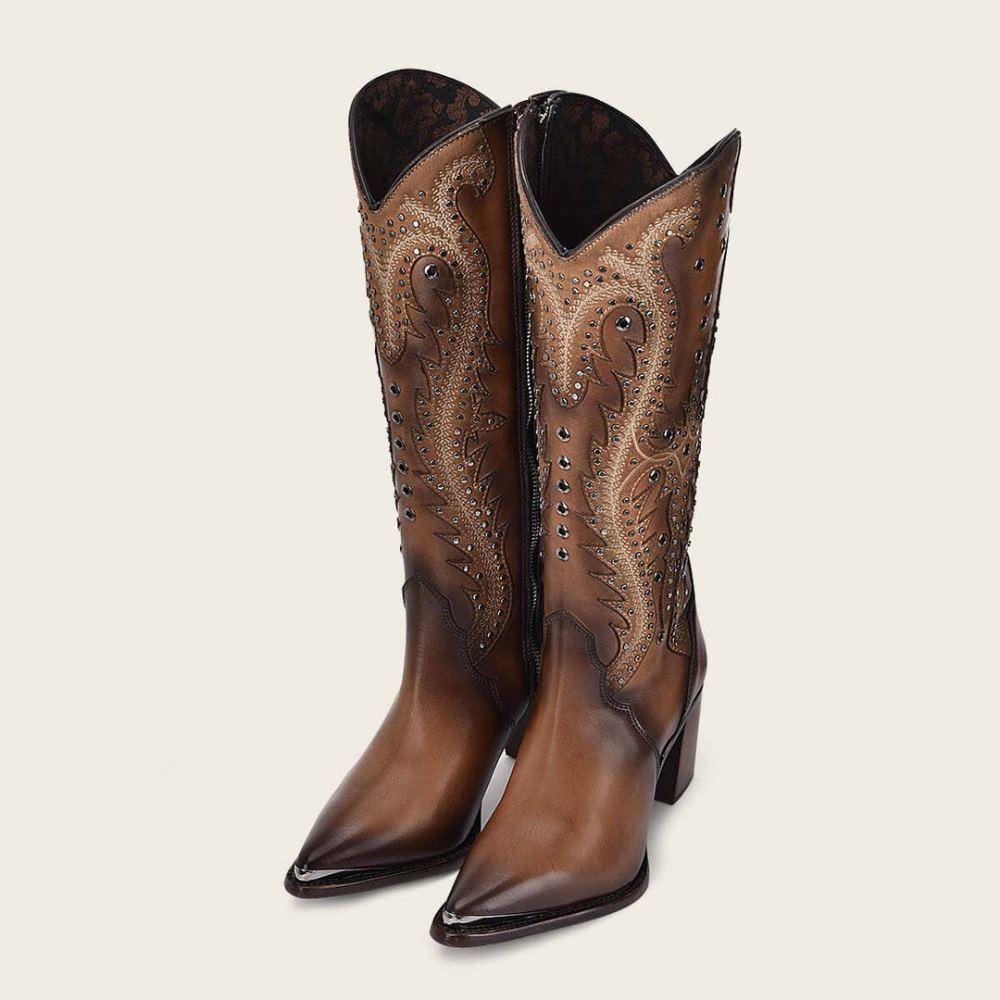 Both boots angled together to showcase height and design harmony.