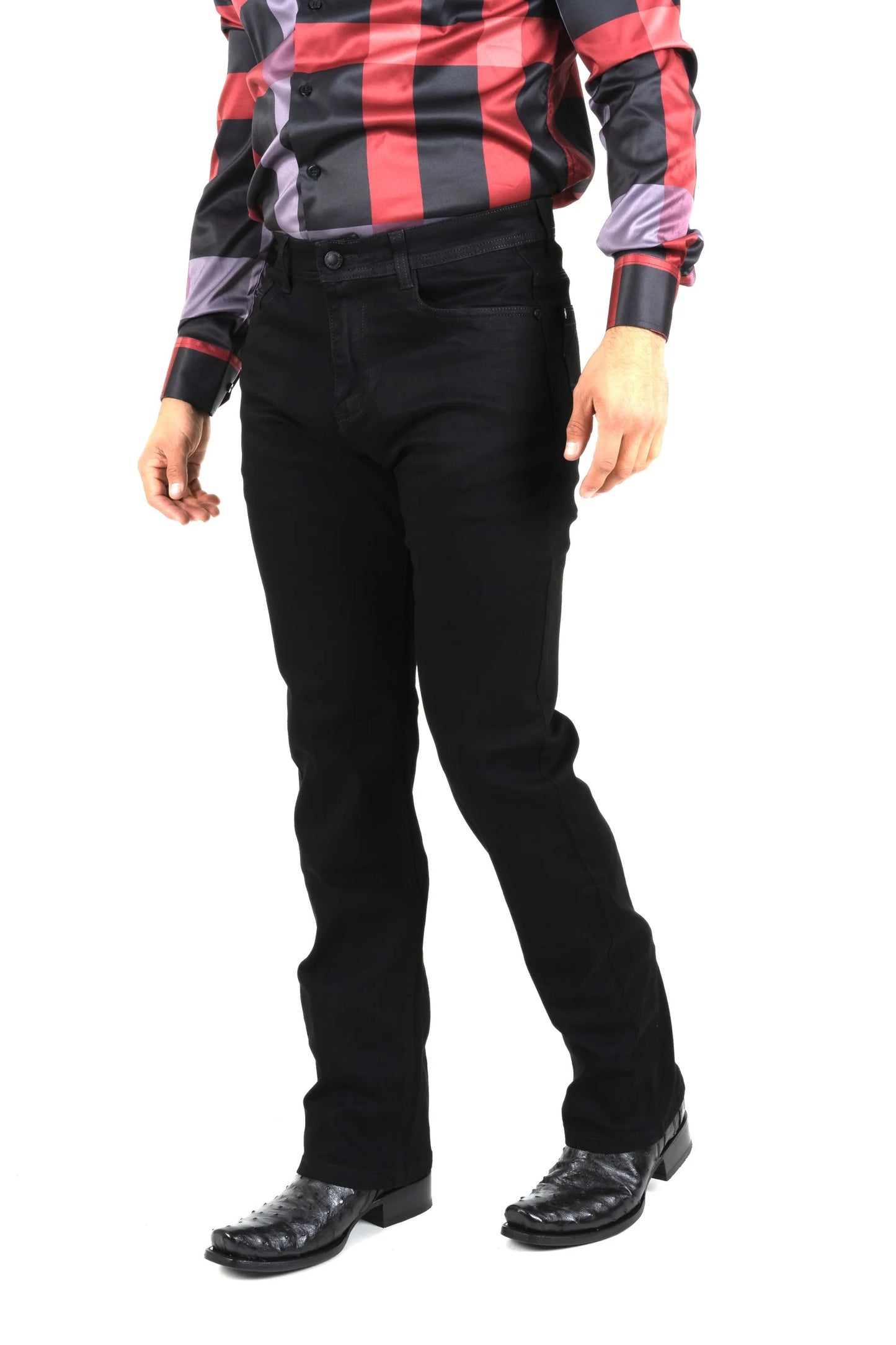 BCJ7843 Men's Jet Black Boot Cut Jeans