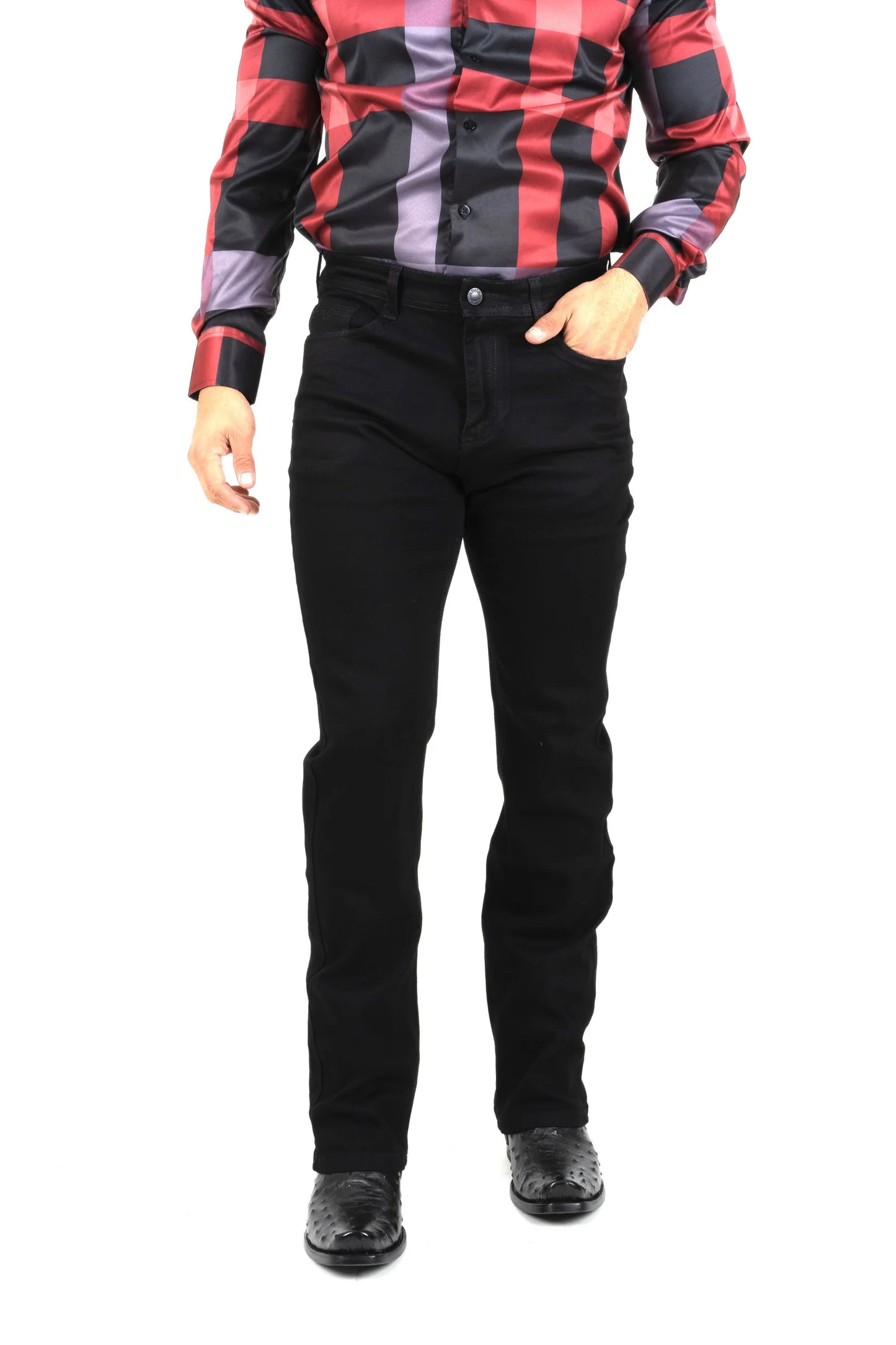 BCJ7843 Men's Jet Black Boot Cut Jeans