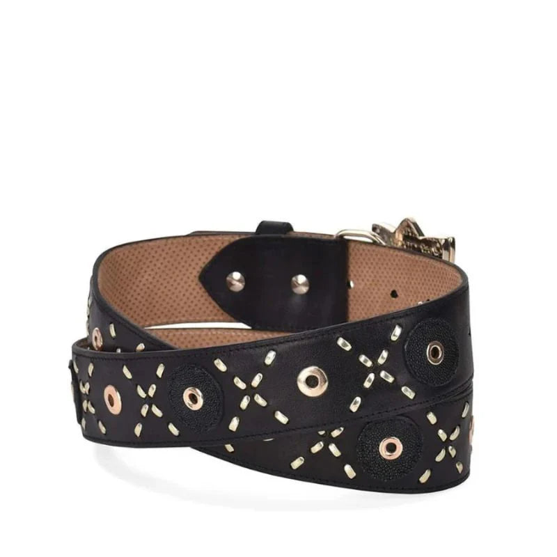 Black Stingray Studs & Woven Belt BC250