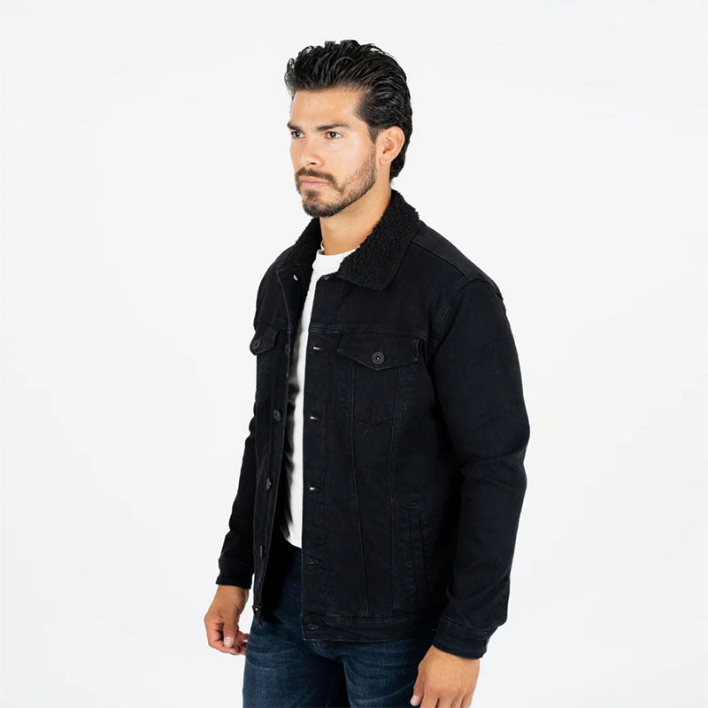 Mens Sherpa Lines Denim Jacket DMJ8843