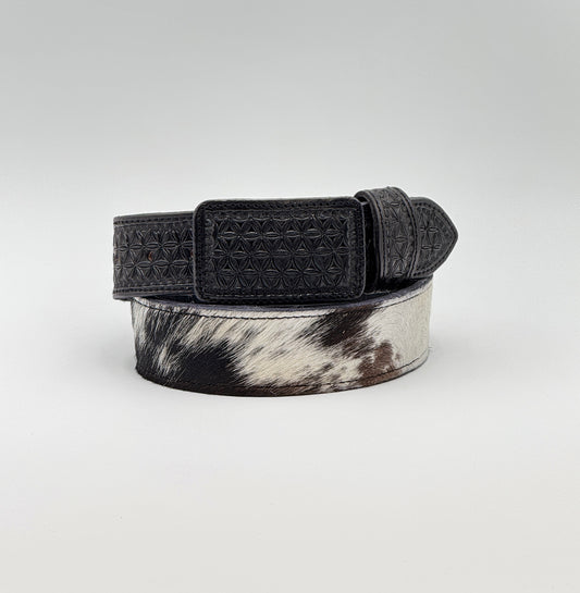 2PL2109 Cowhide Belt Black/White