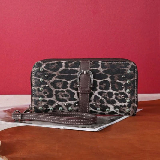 Brown Leopard Print Wallet MW1240-W040CF