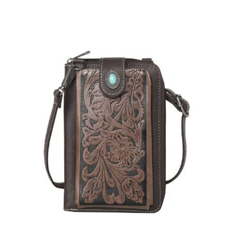 Brown Embossed Crossbody Bag MW629CF