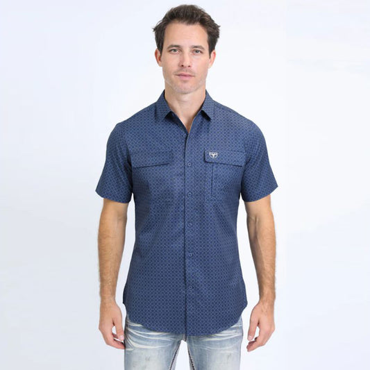 Navy Checkered Aztec Shirt PGS10664