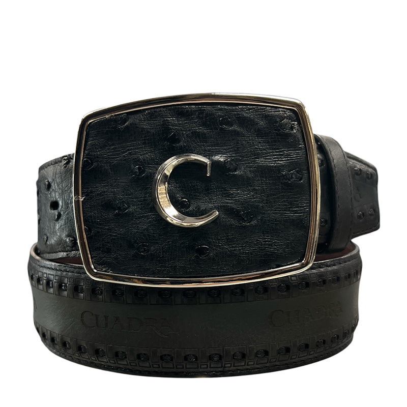 Navy & Black Ostrich Laser & Wolven Belt BC421