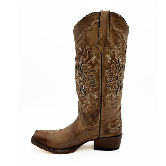 Sand Brown Butterfly Cowboy Boot TML205060