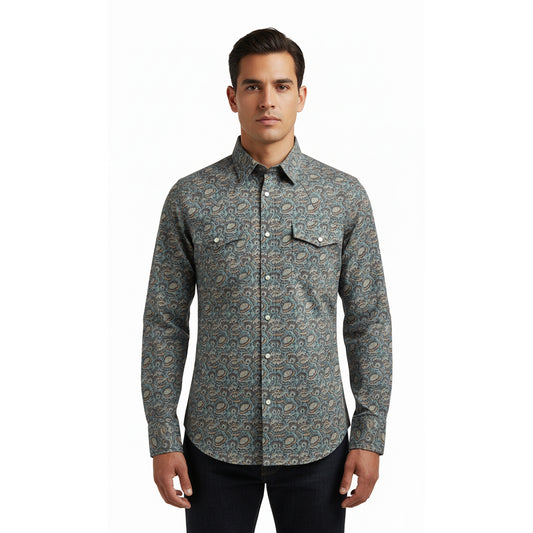 Platini Modern-Fit Long Sleeve Blue Shirt WPL11161