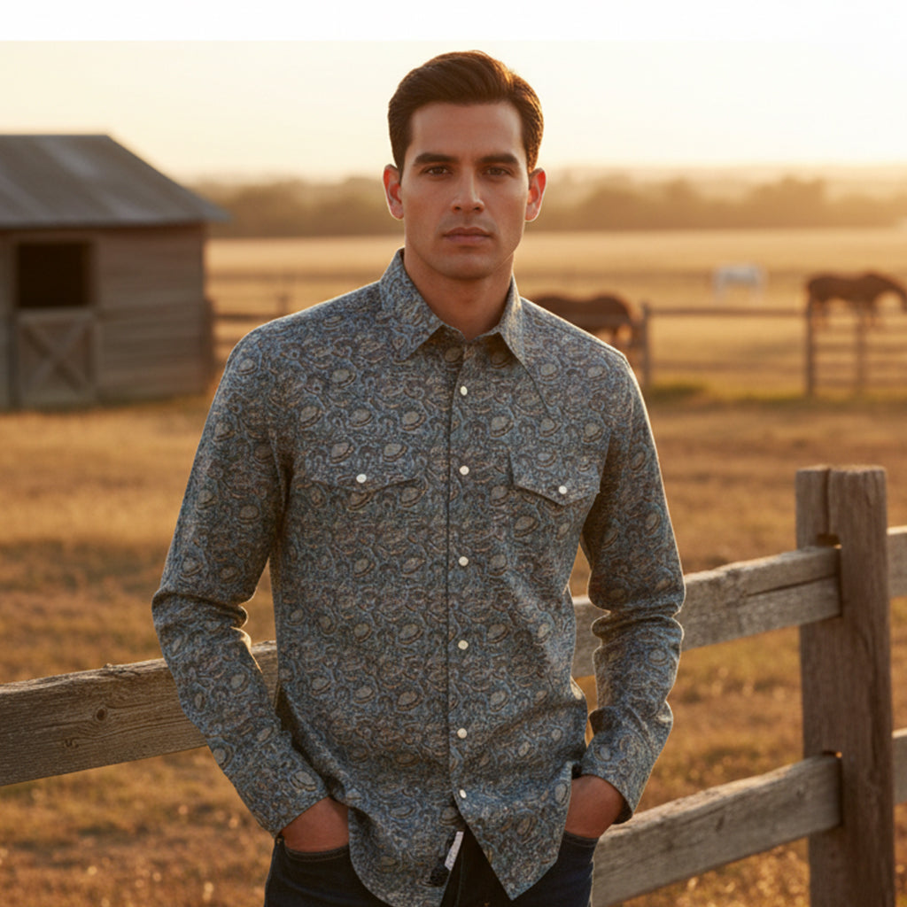 Platini Modern-Fit Long Sleeve Blue Shirt WPL11161