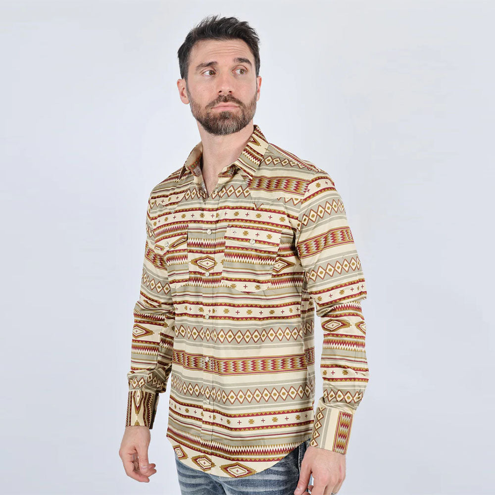 Platini Strech Aztec Print Long sleeve Shirt AZL9858