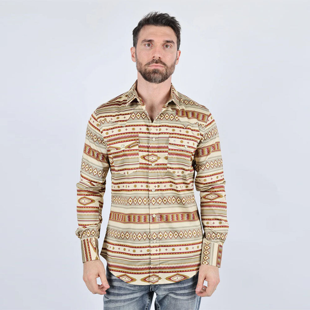 Platini Strech Aztec Print Long sleeve Shirt AZL9858