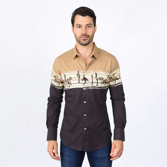 Platini Modern-Fit Strech Rodeo Panoramic Shirt AZL9940