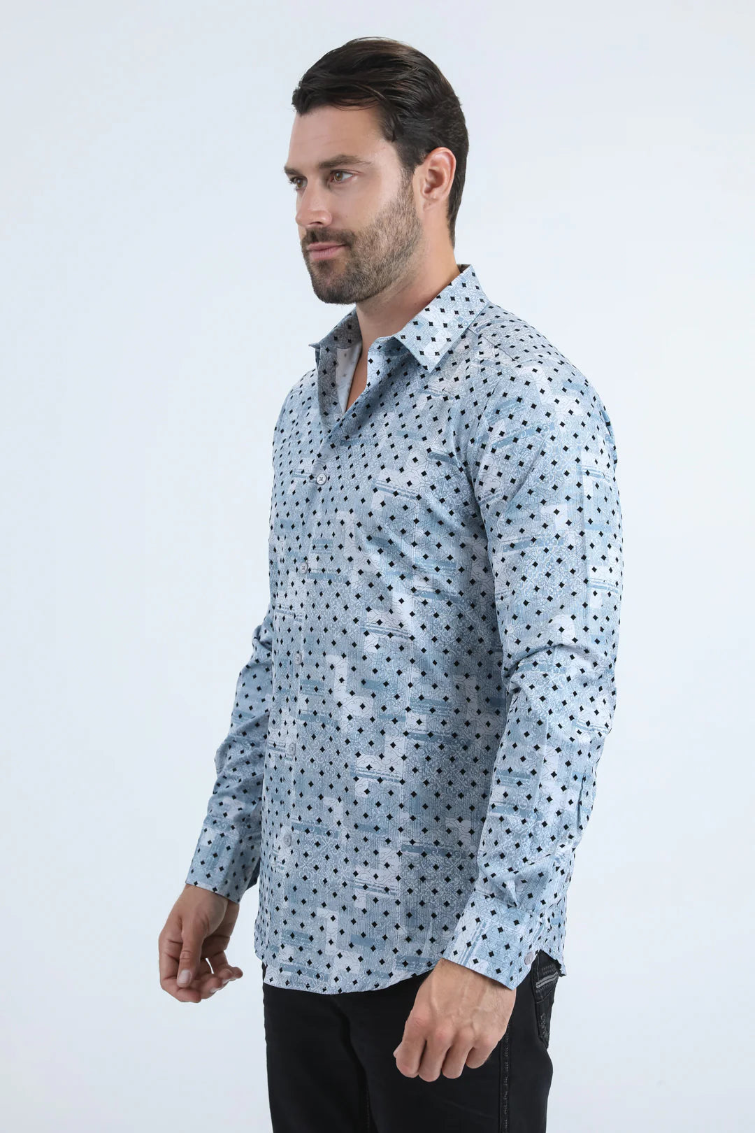 MFL11176 FLOCKED MODERN FIT SPANDEX SHIRT