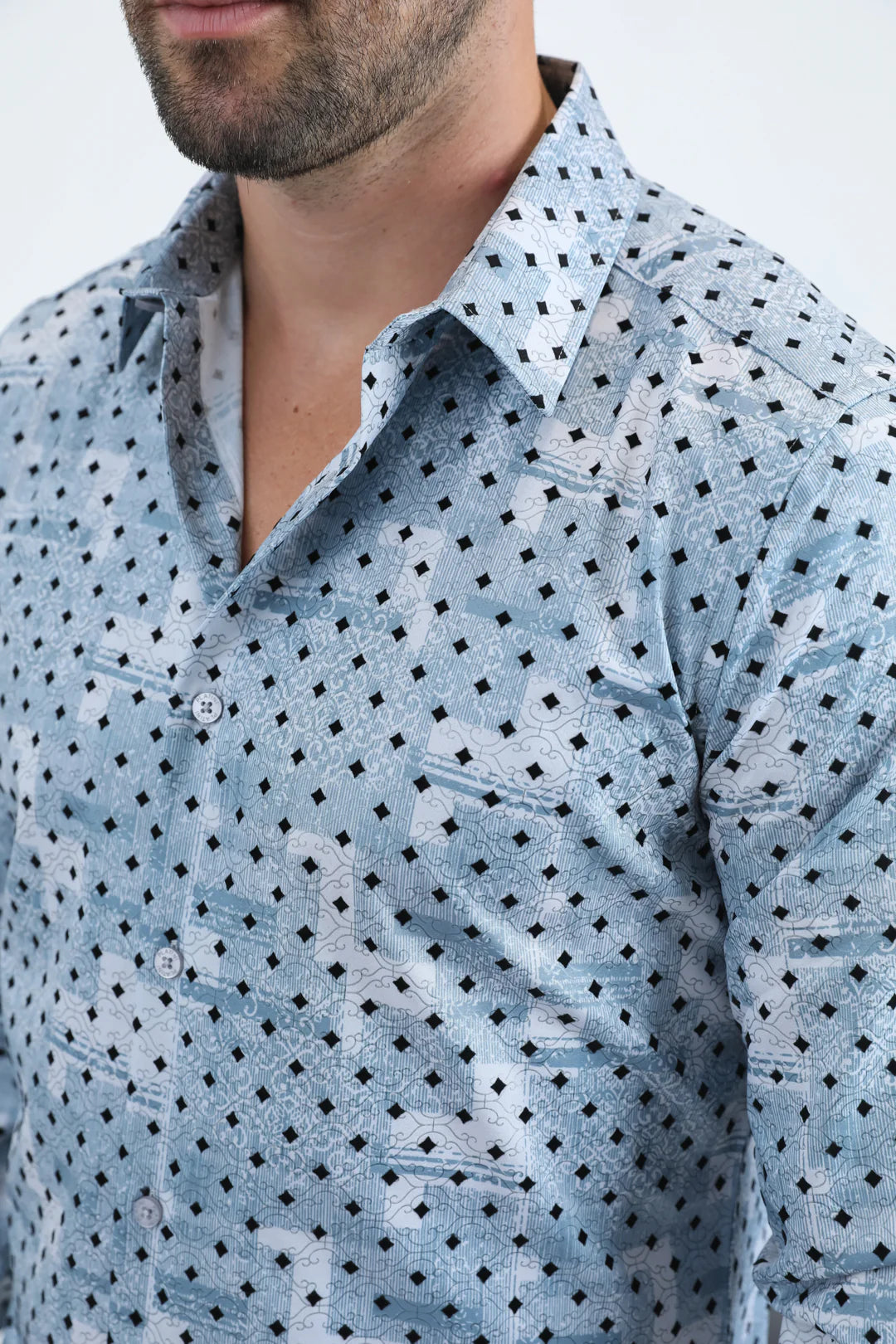 MFL11176 FLOCKED MODERN FIT SPANDEX SHIRT