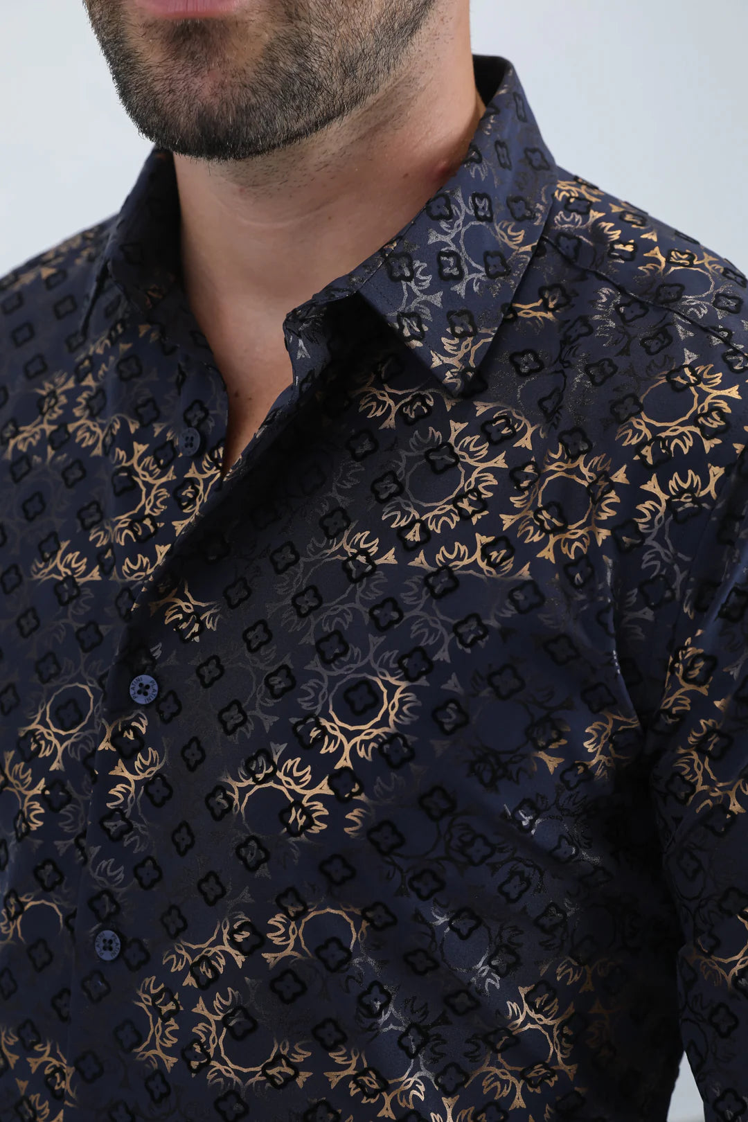 MFL11173 FLOCKED MODERN FIT SPANDEX SHIRT