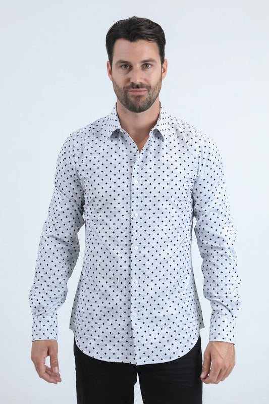 MFL11174 FLOCKED MODERN FIT SPANDEX SHIRT