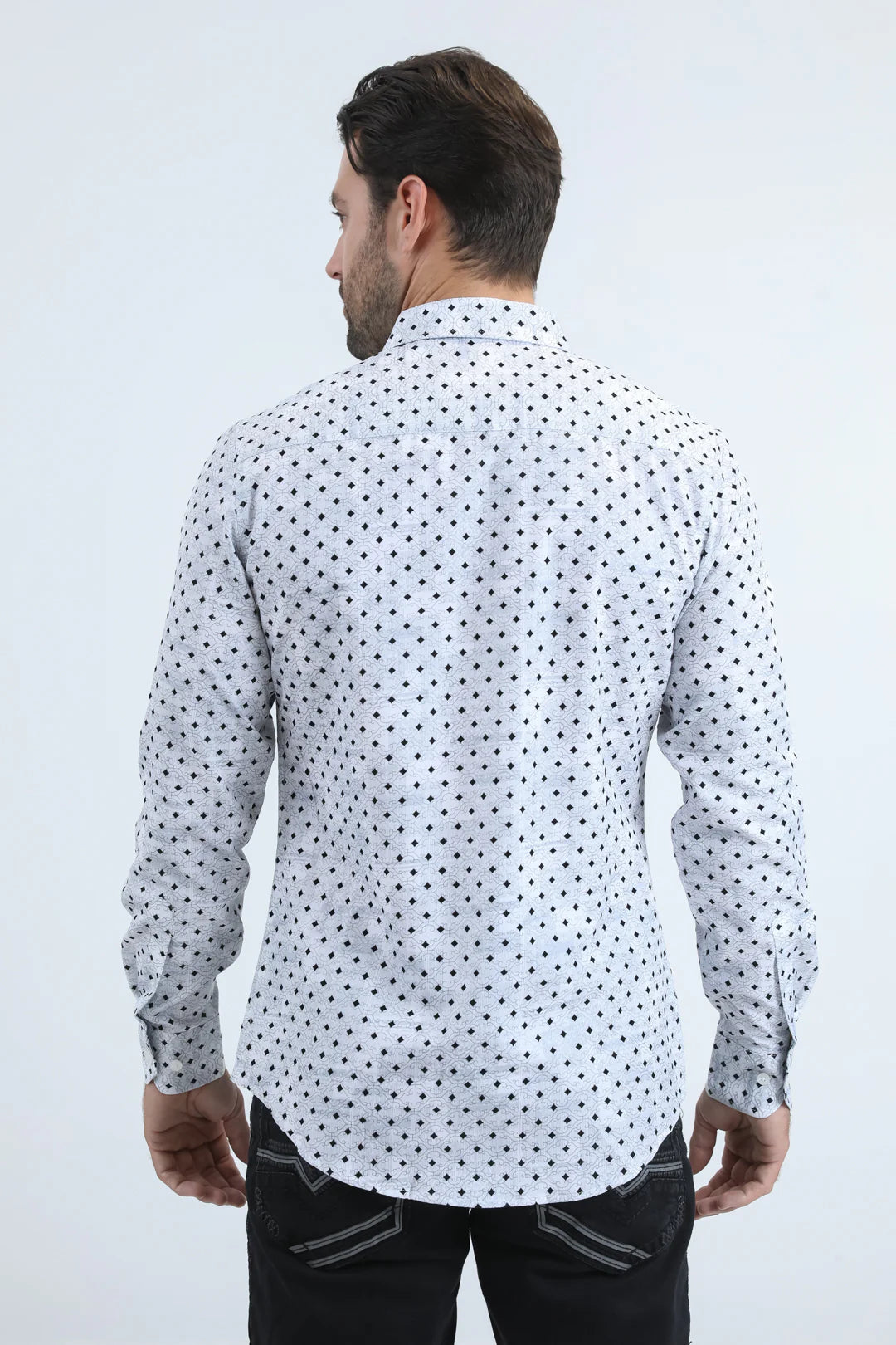 MFL11174 FLOCKED MODERN FIT SPANDEX SHIRT