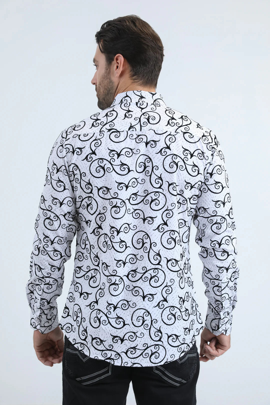 MFL11178 FLOCKED MODERN FIT SPANDEX SHIRT