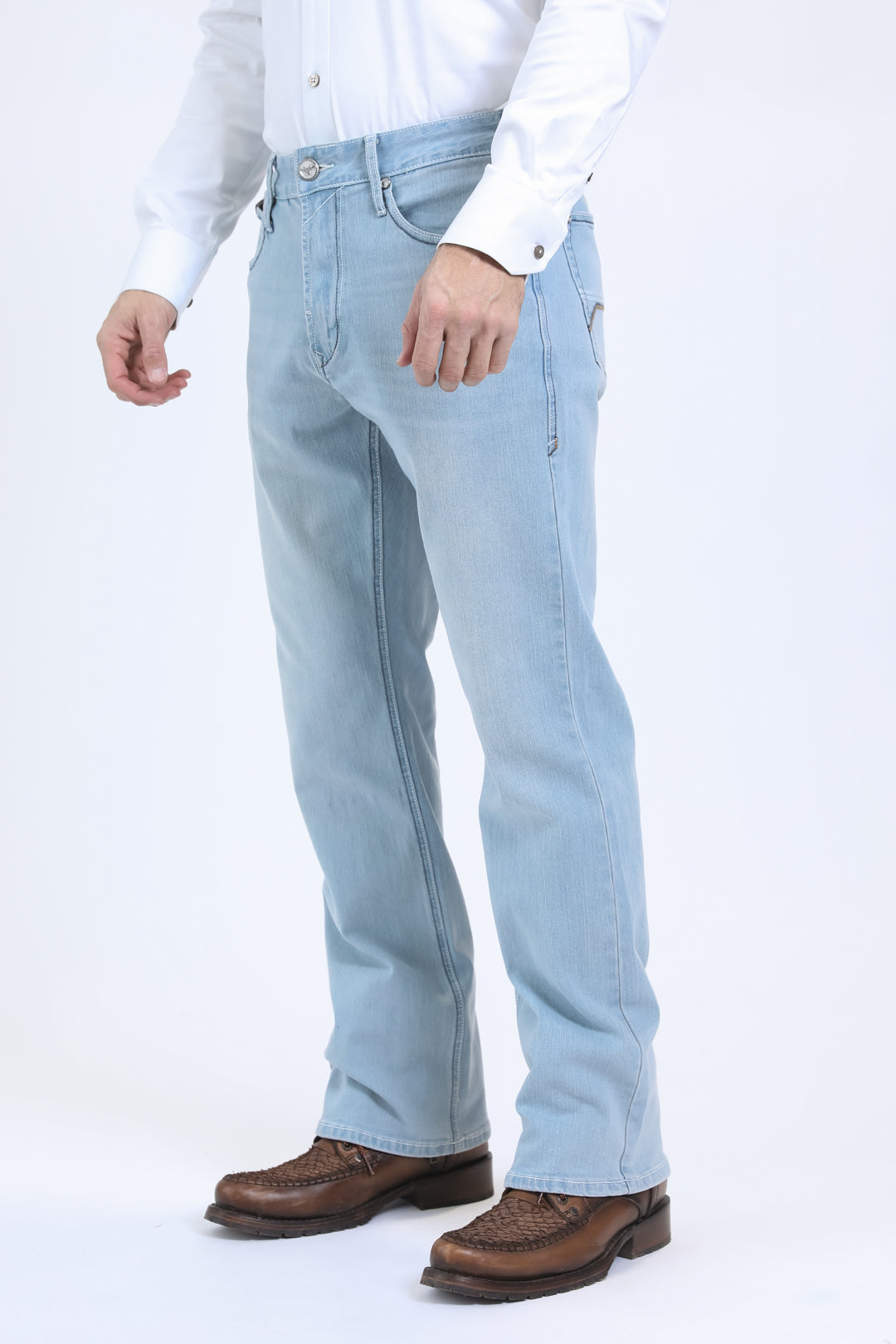 TXJ10557 Men's Light Blue Boot Cut Jeans