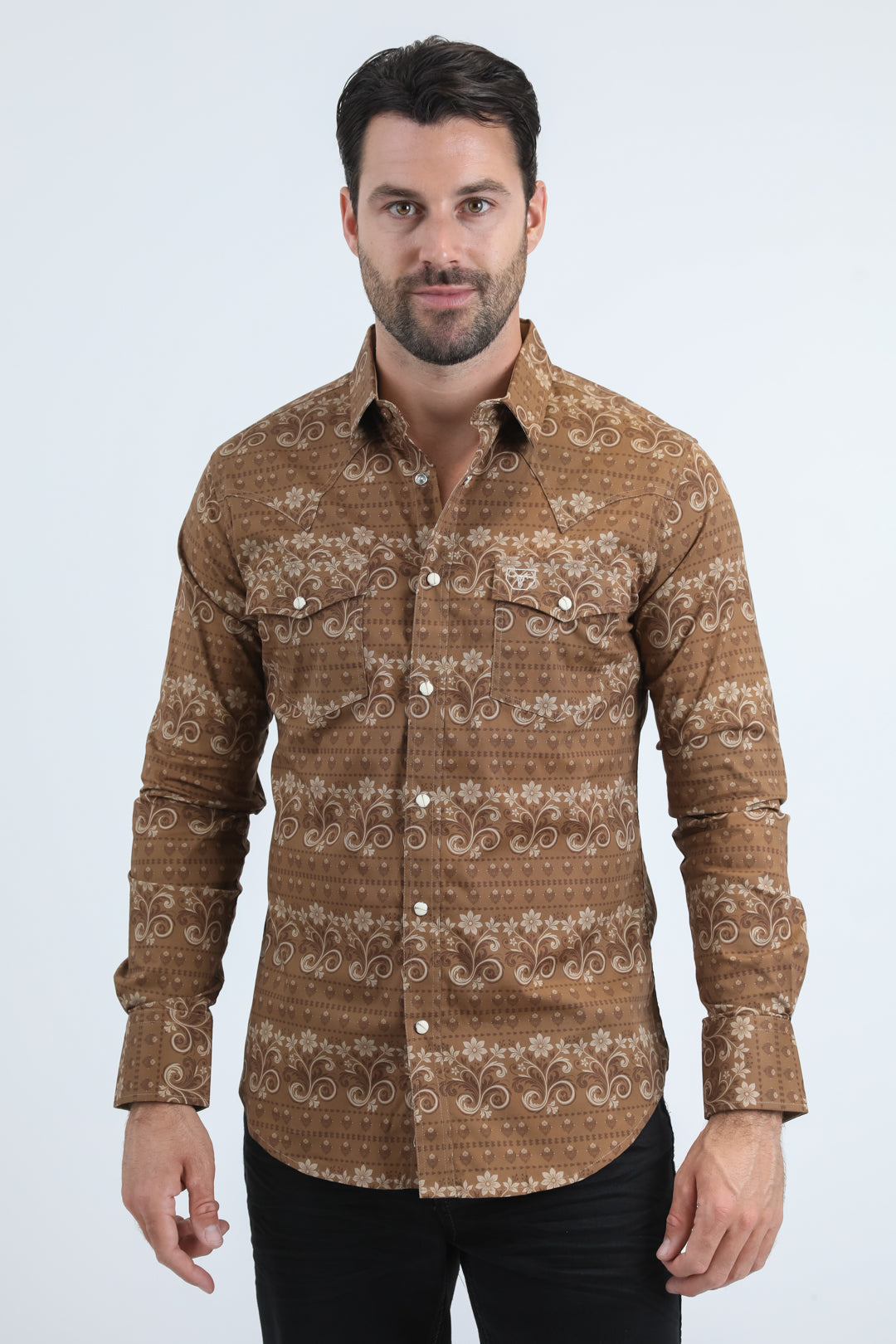 WPL11156 Mens Western Modern Fit Long Sleeve with Snaps