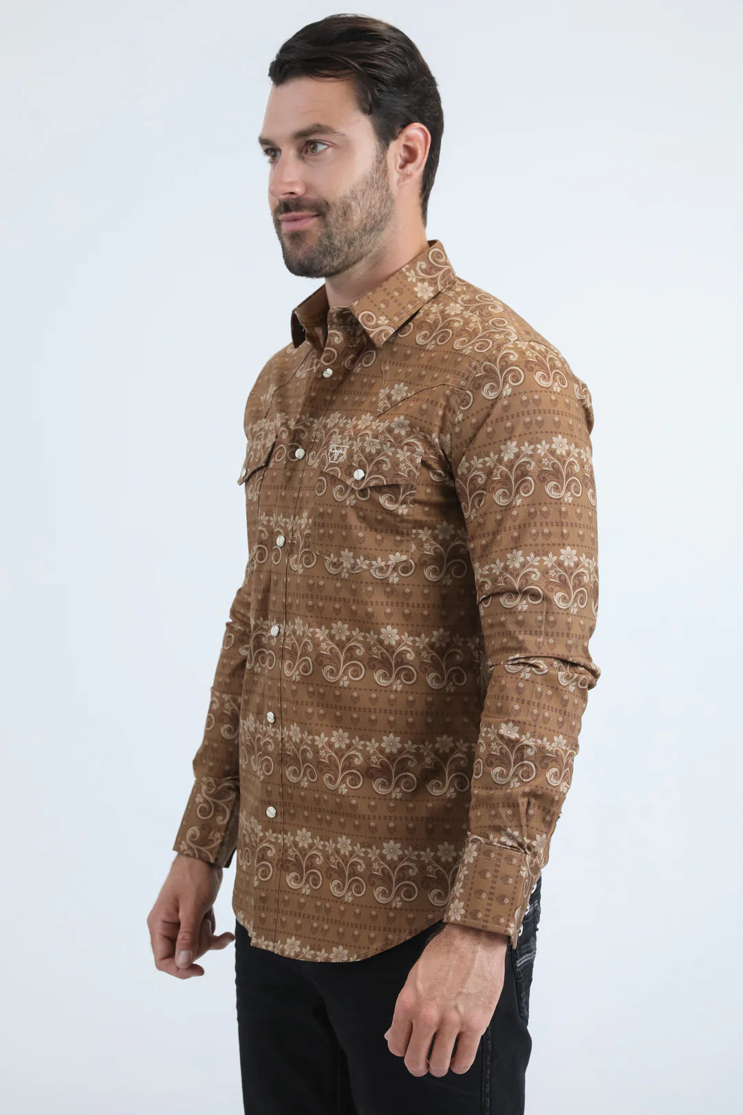 WPL11156 Mens Western Modern Fit Long Sleeve with Snaps